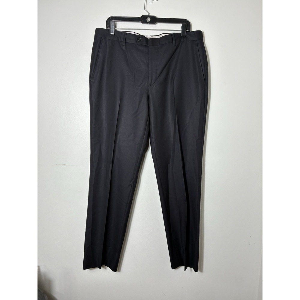 Made In Italy 100% Wool Men's Business Pants Sz 40/30 Black Preppy Quiet Luxury